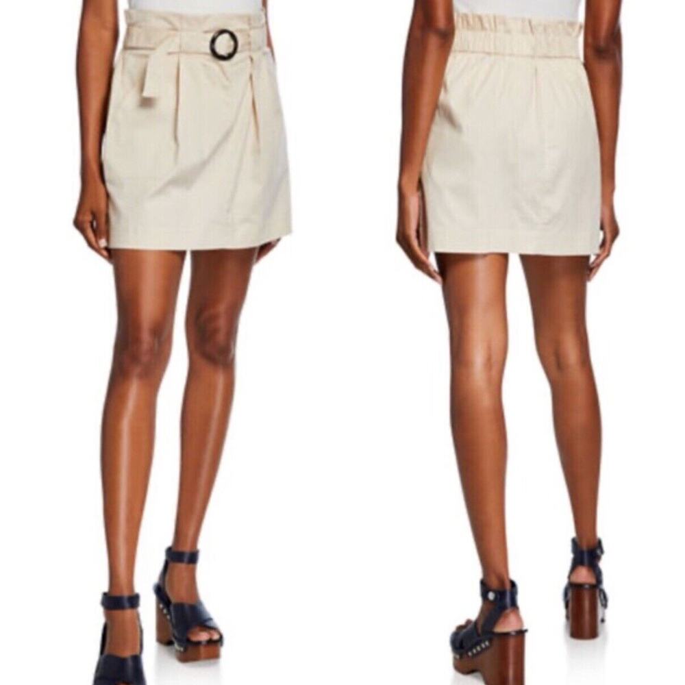 Laundry By Shelli Segal Paperbag Mini Skirt Womens Sz S Khaki Belted Y2K Pockets